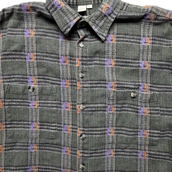 The Territory Ahead Men's XL Plaid Button Up Gray Cotton Casual Flannel Shirt - Picture 5 of 9